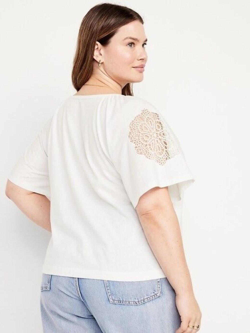 Old Navy size Large Everywear Cutwork Top, White, NEW